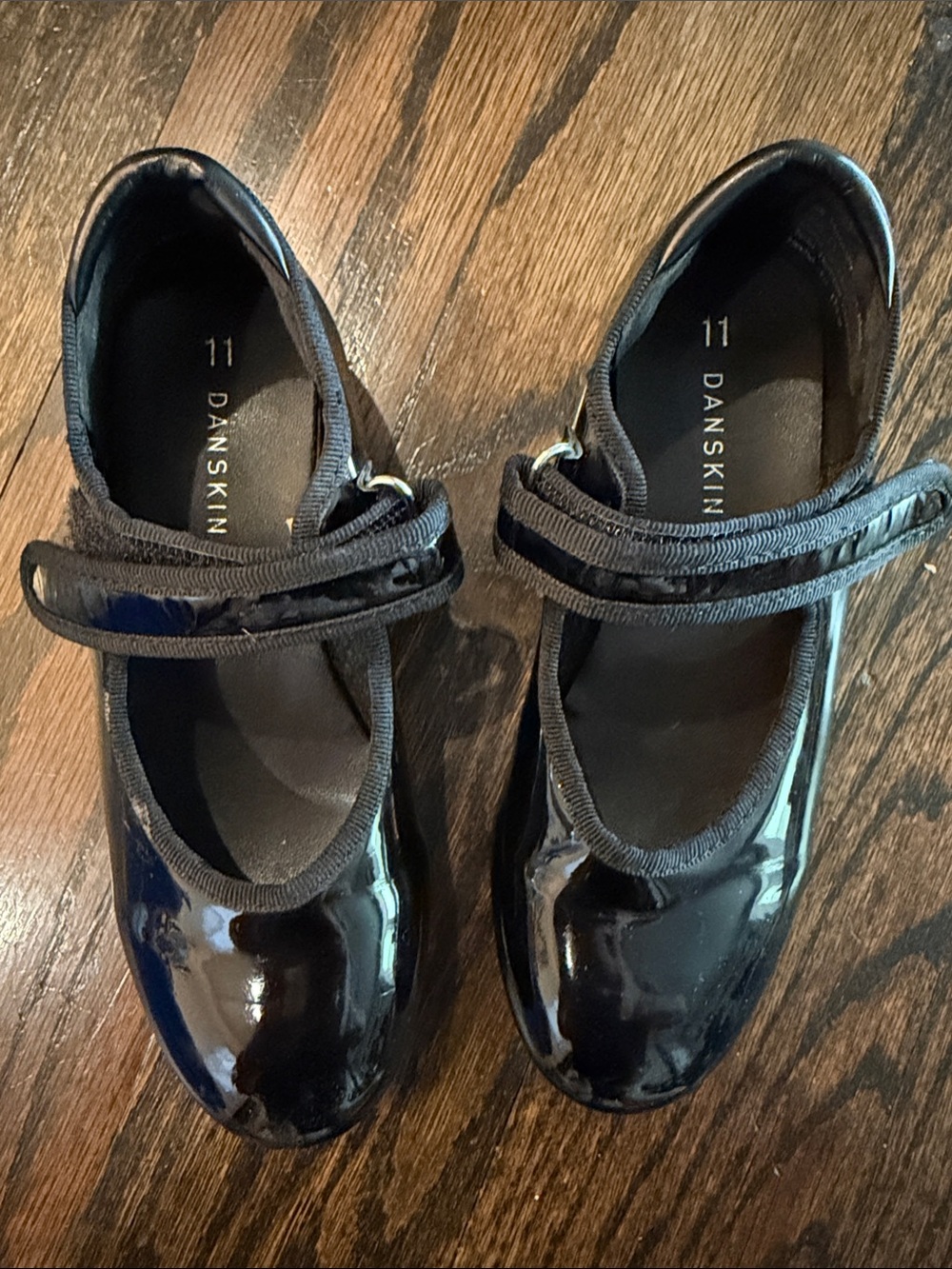 Danskin Girls Black Patent Mary Jane Tap Shoes Size 11